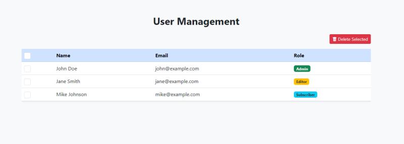 Modern Table View with Select All & Delete Button Using JavaScript | TechQuestWorld